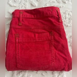 FREE PEOPLE CORDUROY pants, coral sz 30.